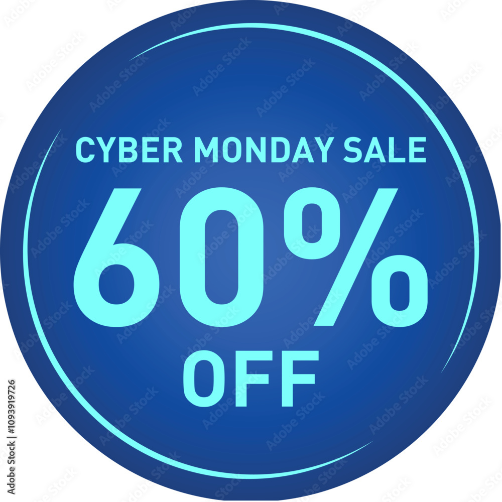 Cyber Monday Sale Sixty Percent Discount Vector Sticker Tag Cyber Monday Sale Sixty Percent Discount Vector Sticker Tag