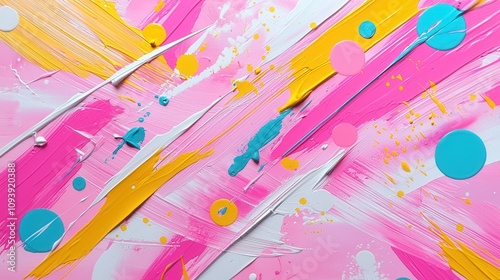 Abstract pop art action creative studio colorful paint splashes modern art environment close-up view vibrant concepts