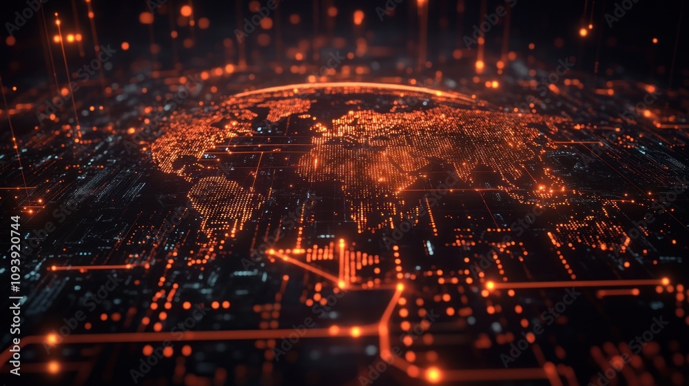 Obraz premium Digital World Network - A Futuristic Visualization