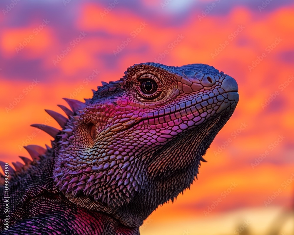 Obraz premium Majestic dragon blending into fiery sunset nature scene outdoor photography vibrant environment close-up view fantasy concept