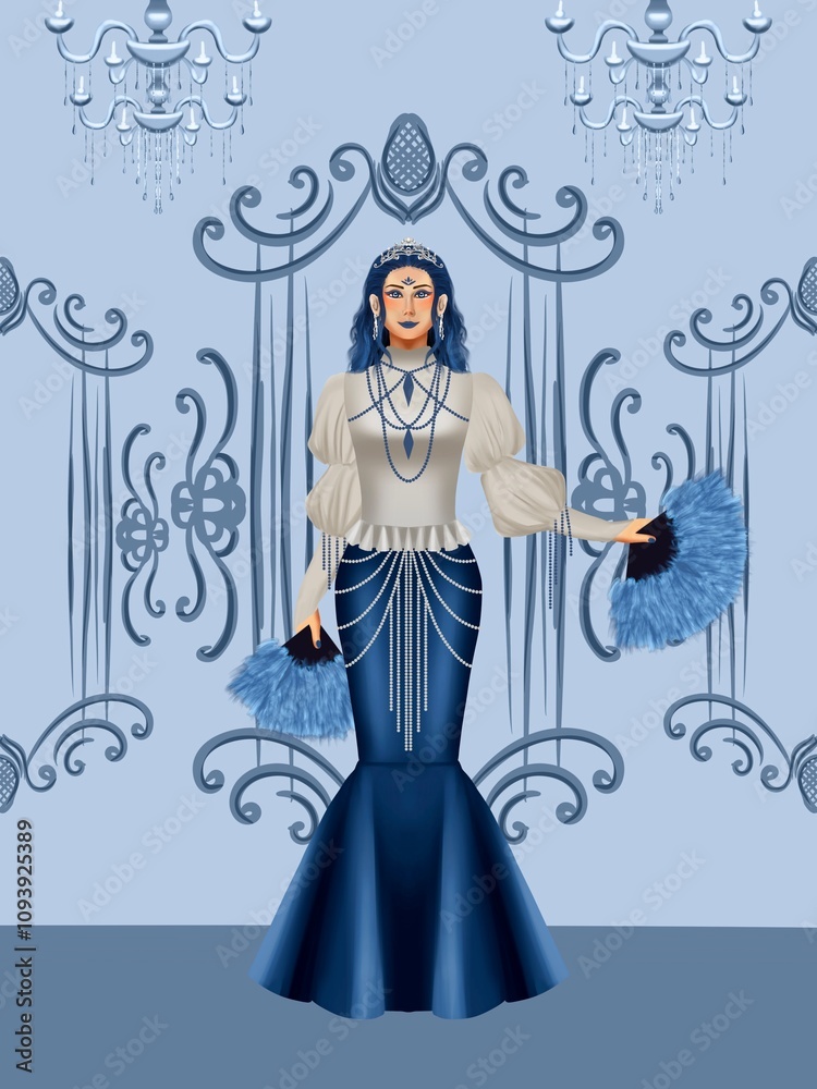 fashion illustration of a woman wearing a charming classic luxury dress for fashion design illustration needs fashion illustration of a woman wearing a charming classic luxury dress for fashion design illustration needs