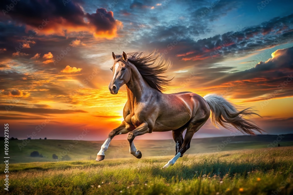 Majestic Horse in Motion Captured in Stunning Detail with Copy Space for Creative Use in Various Projects and Marketing Materials Majestic Horse in Motion Captured in Stunning Detail with Copy Space for Creative Use in Various Projects and Marketing Materials