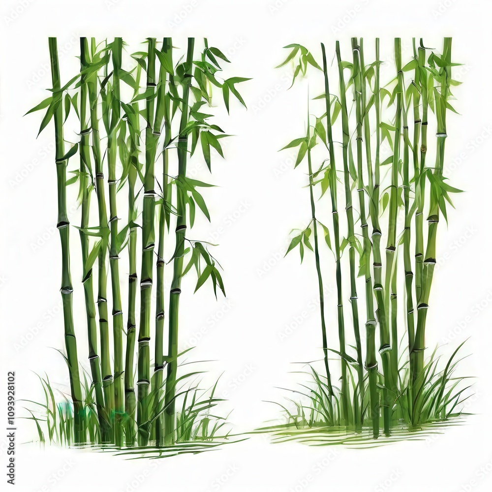 Obraz premium Vibrant Green Bamboo Stalks, the AI Image Generator,