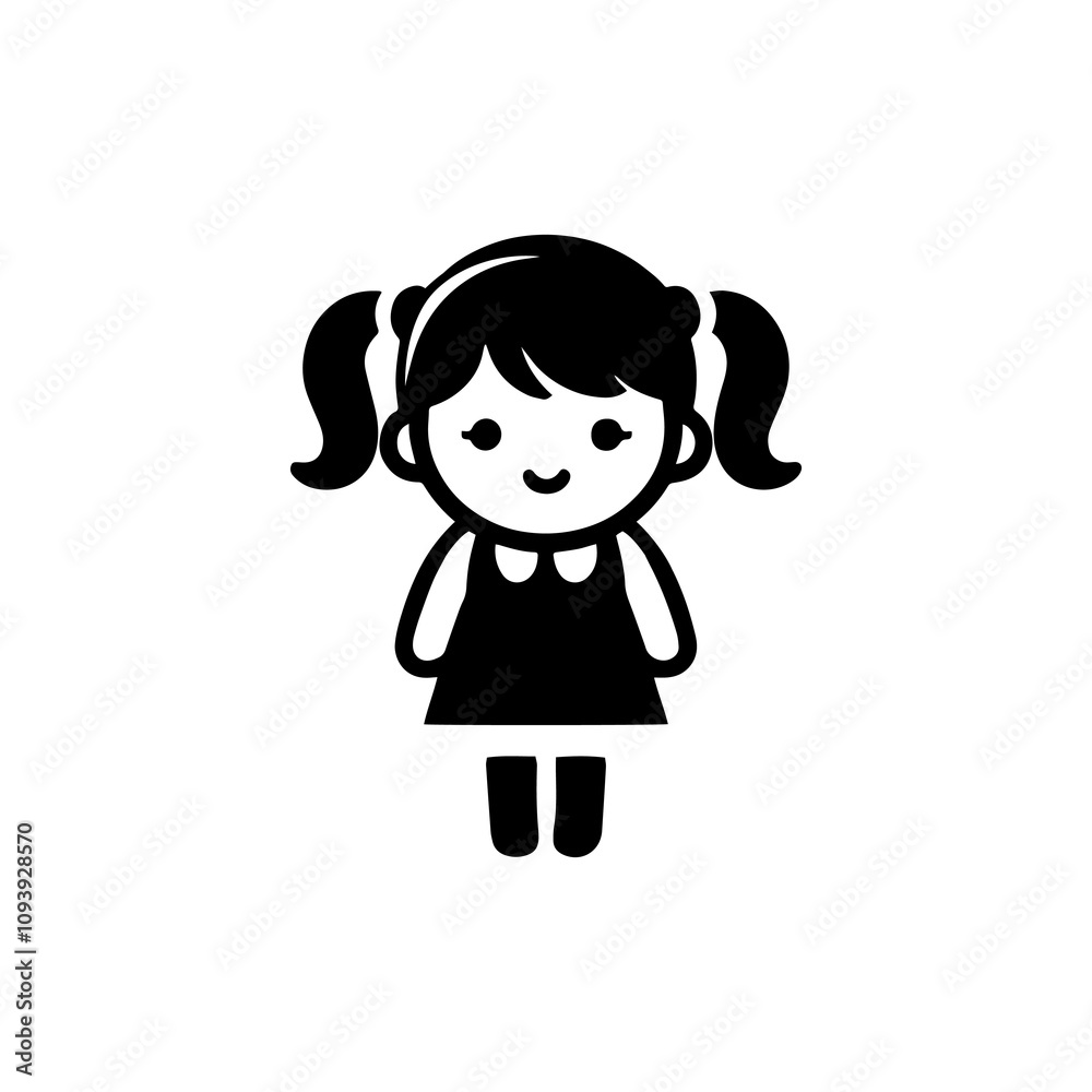 Simple Vector Icon of a girl child fashion – Logo Design Illustration Simple Vector Icon of a girl child fashion – Logo Design Illustration