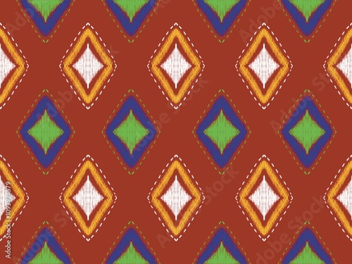 Ikat seamless pattern ethnic geometric native tribal boho.