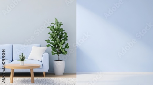 modern living room with a cozy sofa and indoor plants