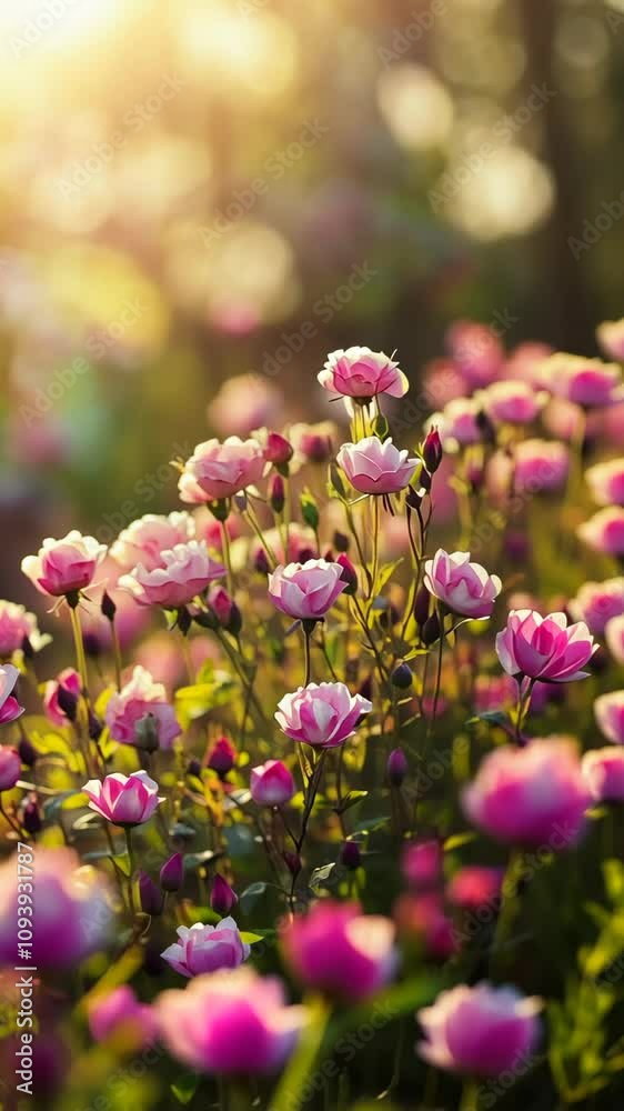 Beautiful vibrant roses bloom in a sunny garden during springtime, creating a colorful display of nature's artistry Beautiful vibrant roses bloom in a sunny garden during springtime, creating a colorful display of nature's artistry