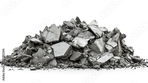 Wallpaper Mural Pile of Broken Concrete Debris with Sharp Edges and Rough Texture Isolated on White Background for Construction and Demolition Themes Torontodigital.ca