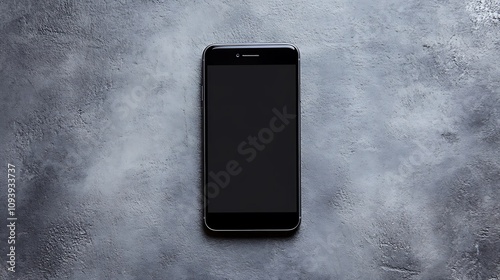 Black Smartphone on Concrete Background AI Generated photo