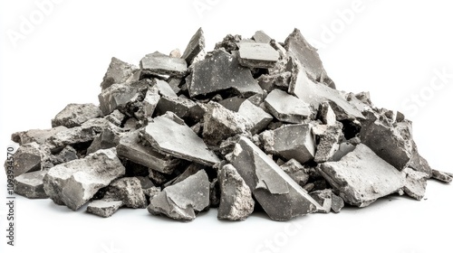 Wallpaper Mural Pile of Crushed Gray Rocks and Concrete Pieces on White Background for Construction or Demolition Projects and Material Texture Uses Torontodigital.ca