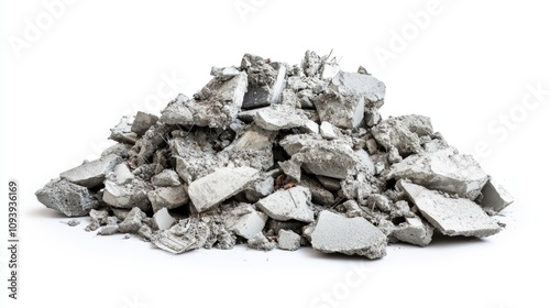 Wallpaper Mural Pile of Construction Debris with Broken Concrete, Brick, and Dust on White Background for Renovation and Demolition Projects Torontodigital.ca