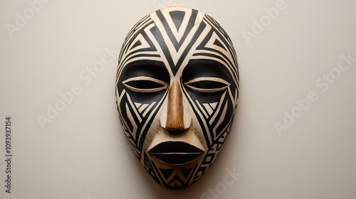 Intricate black and white tribal mask. photo