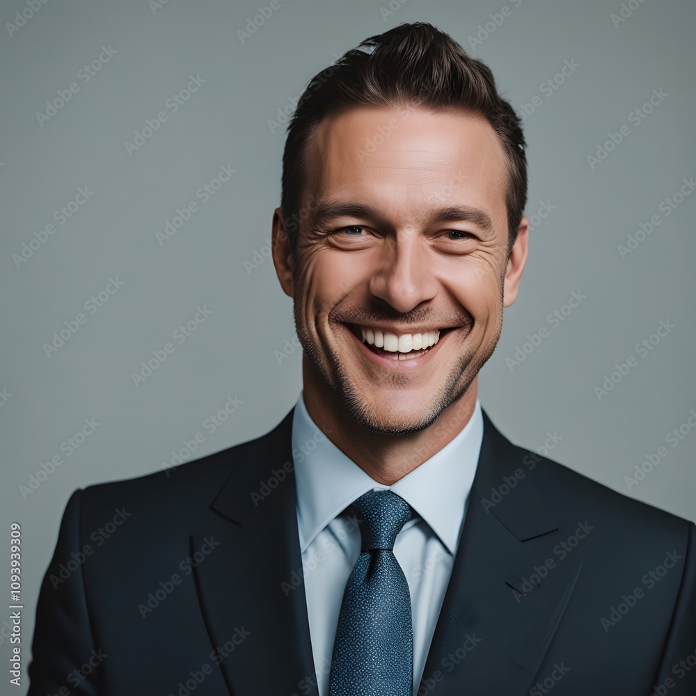 A man in a suit smiles for the camera A man in a suit smiles for the camera