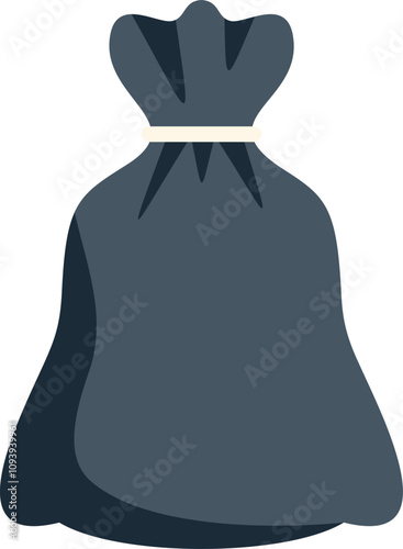 Black trash bag tied up and ready for disposal, promoting responsible waste management