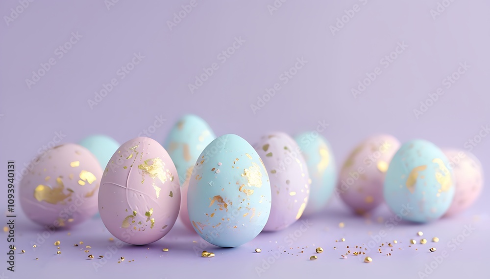 pastel easter eggs with gold speckles on a lavender background pastel easter eggs with gold speckles on a lavender background