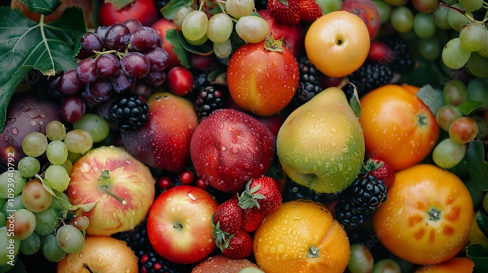 A Colorful Abundance of Fresh Fruit: A Vibrant Still Life A Colorful Abundance of Fresh Fruit: A Vibrant Still Life