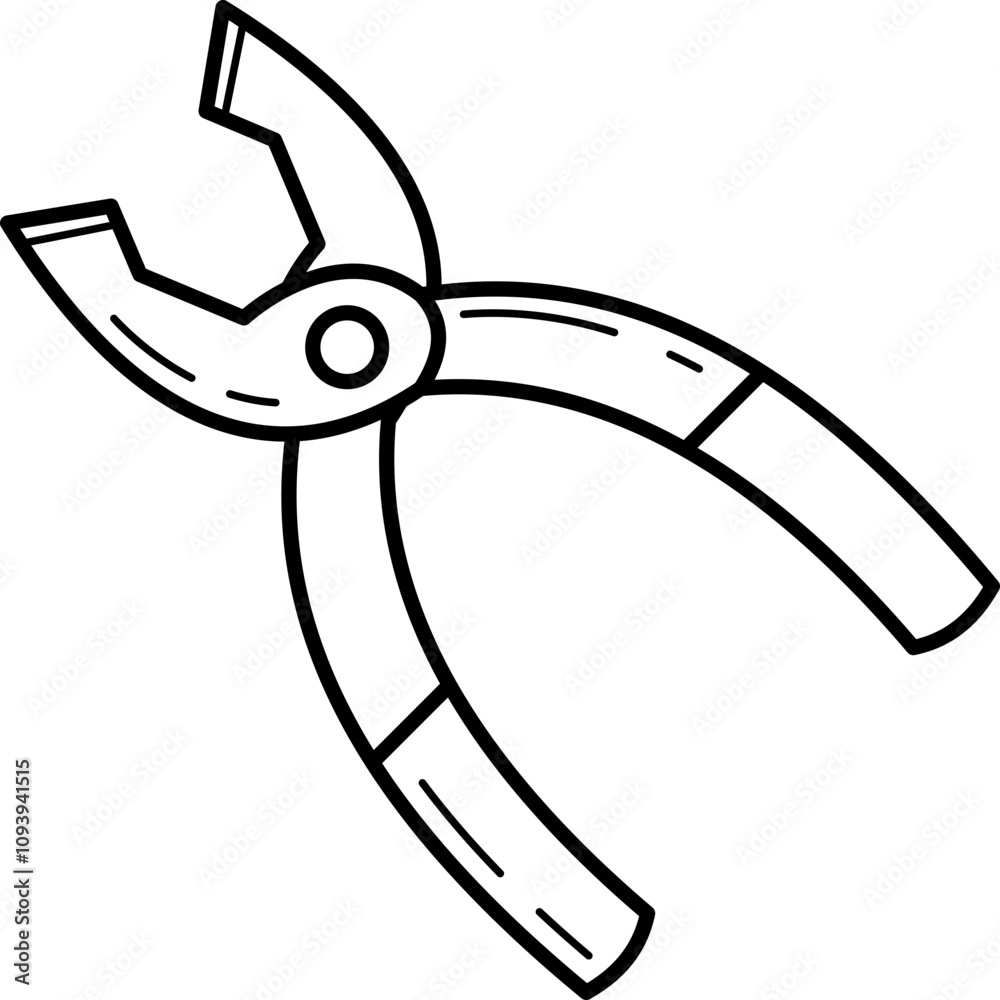 tweezers carpentry tool outline illustration tweezers carpentry tool outline illustration