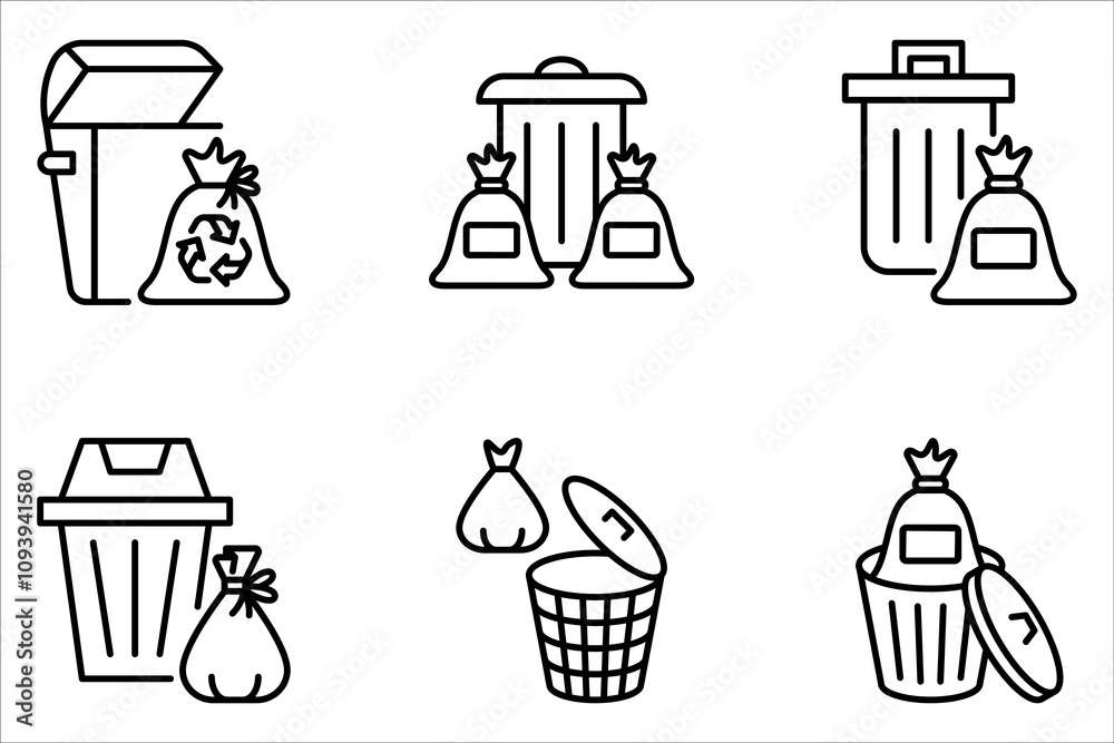 Fototapeta premium Bin icon set. Trash can collection. Trash icons set on white background