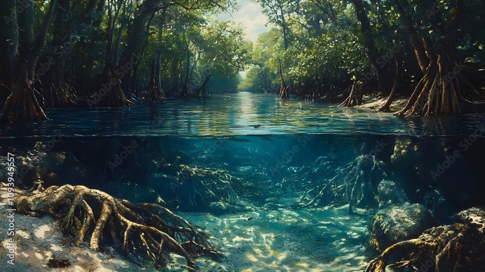 Mangrove Forest Underwater Scene Mangrove Forest Underwater Scene