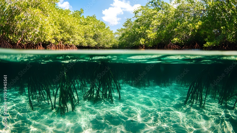 Obraz premium Mangrove Forest Underwater Scene