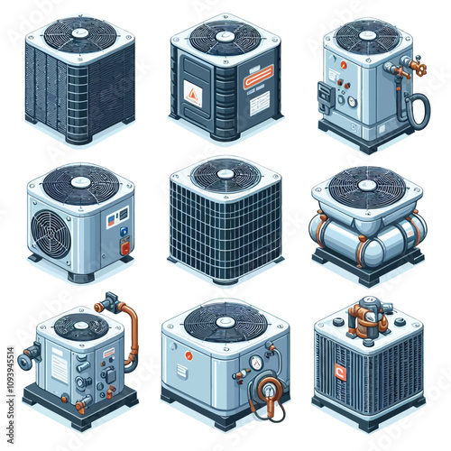 Air Conditioning Compressor set vector illustration