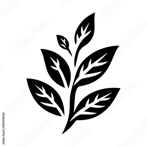 Simple Vector Icon of a tea leaf  – Logo Design Illustration