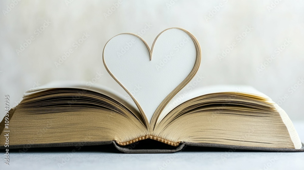 Open book forming a heart shape. A symbol of love for reading. Open book forming a heart shape. A symbol of love for reading.