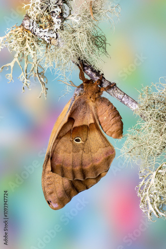 USA, Washington State, Sammamish. Antheraea polyphemus silk moth of north America photo