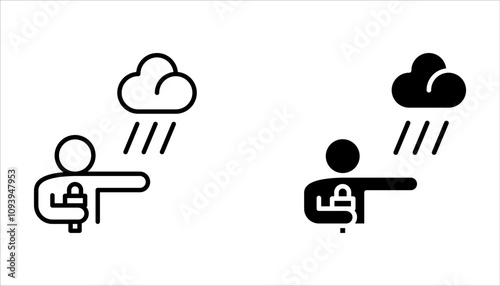 presenter linear icon ser. Thin line illustration. News reporter with microphone on white background