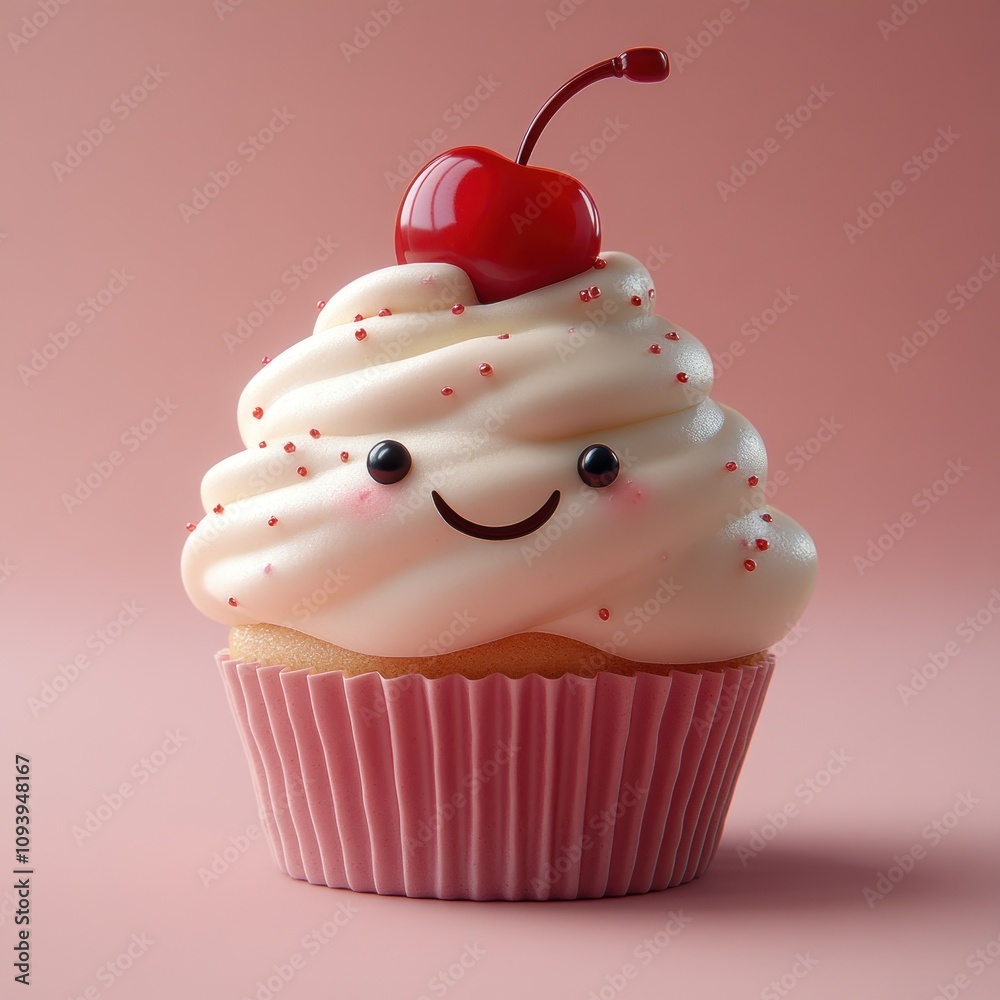 Cute Cupcake with Cherry