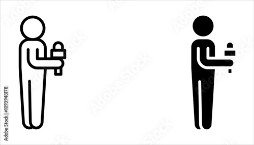 presenter linear icon ser. Thin line illustration. News reporter with microphone on white background