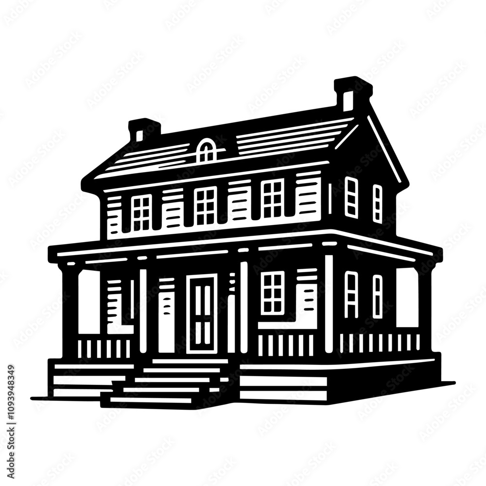 Simple Vector Icon of a Colonial houses – Logo Design Illustration Simple Vector Icon of a Colonial houses – Logo Design Illustration