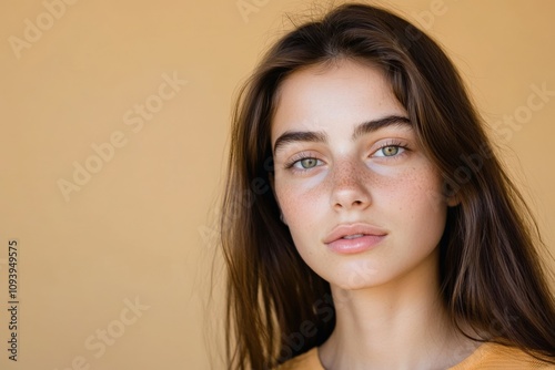 portrait of a young woman with natural beauty and soft features