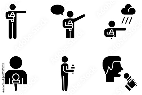 presenter linear icon ser. Thin line illustration. News reporter with microphone on white background