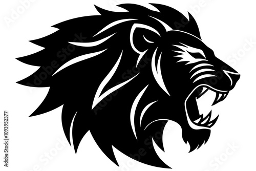 lion head angry vector silhouette.