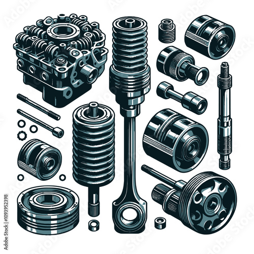 car Crankshaft set  vector on white background