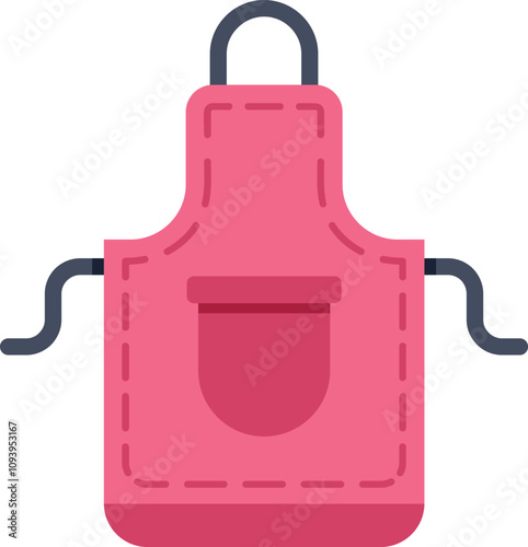 Pink apron is hanging and waiting to be used for cooking, baking, or barbecuing