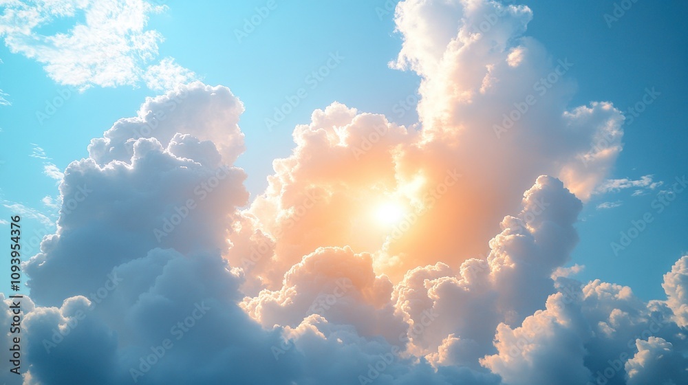 Bright sun shining through fluffy clouds. (1) Bright sun shining through fluffy clouds. (1)