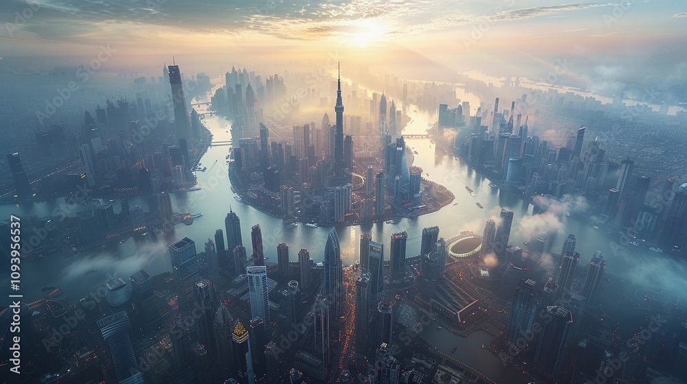 Fototapeta premium 都市のスカイラインの俯瞰図20