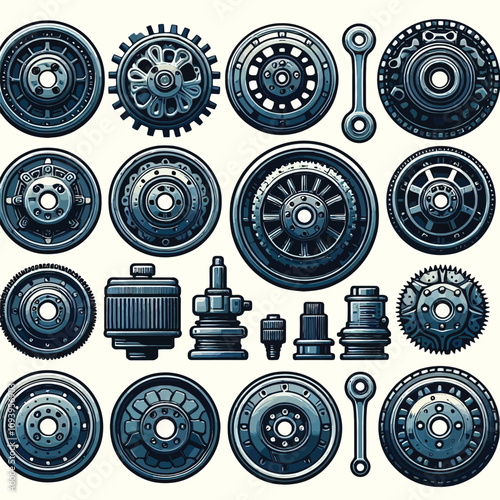 car Flywheel set vector