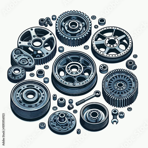 car Flywheel set vector