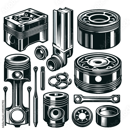 car Piston set vector