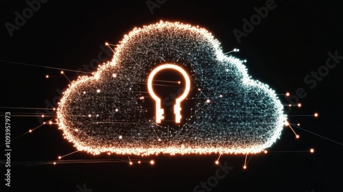 abstract of cloud computing and data security with glowing tenta. photo