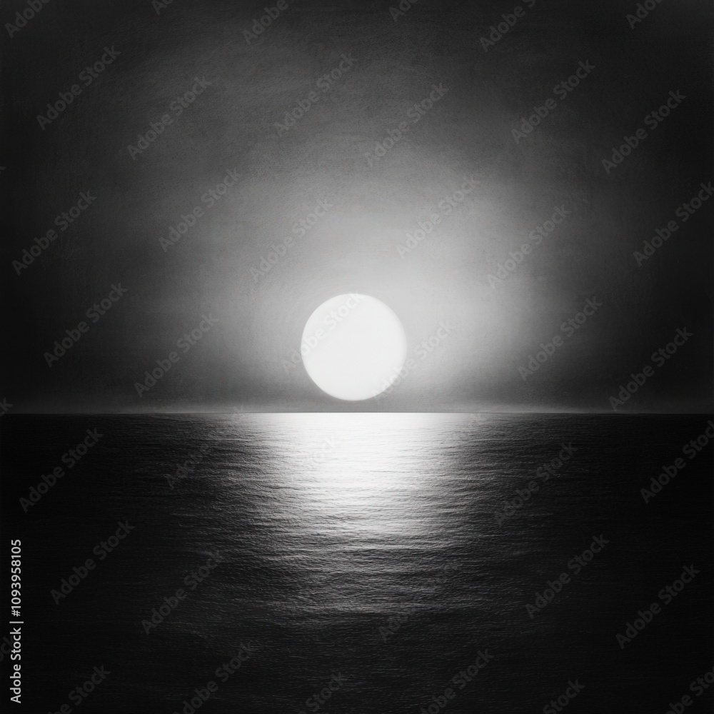 Obraz premium serene black and white sunset over calm waters