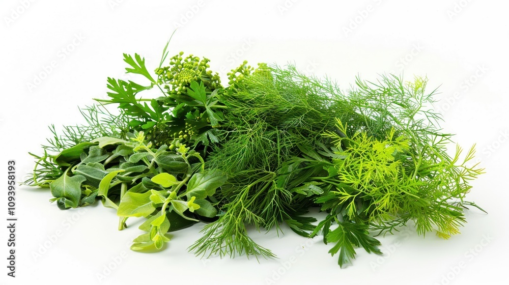 A fresh blend of aromatic kitchen herbs like dill coriander A fresh blend of aromatic kitchen herbs like dill coriander