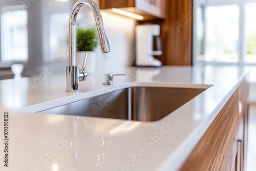 modern kitchen sink with sleek design and natural light