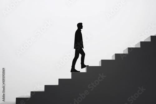 Wallpaper Mural silhouette of a person walking up stairs symbolizing progress and ambition Torontodigital.ca