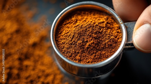 Wallpaper Mural Close-up of a metal scoop filled with cinnamon powder. Torontodigital.ca