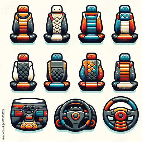 car Seat Covers set  vector 