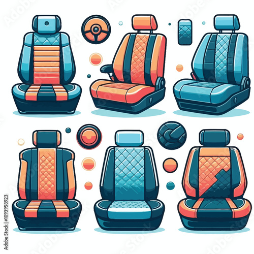 car Seat Covers set  vector 